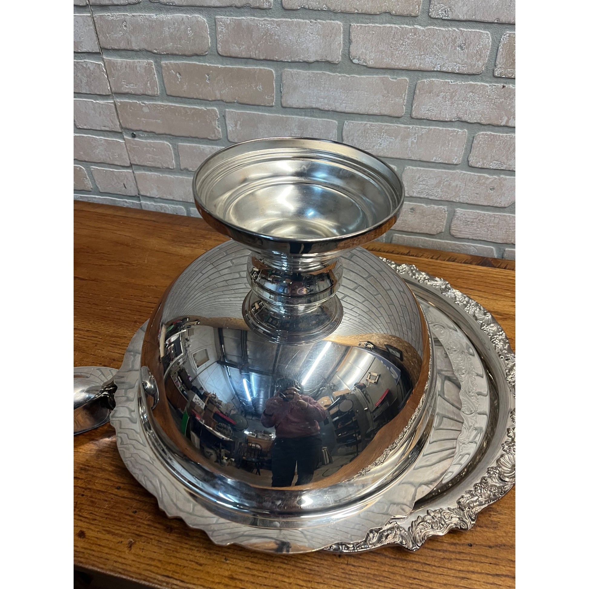Vintage F.B. Rogers Silver Co. Punch Bowl Set Plated Ladle + Tray