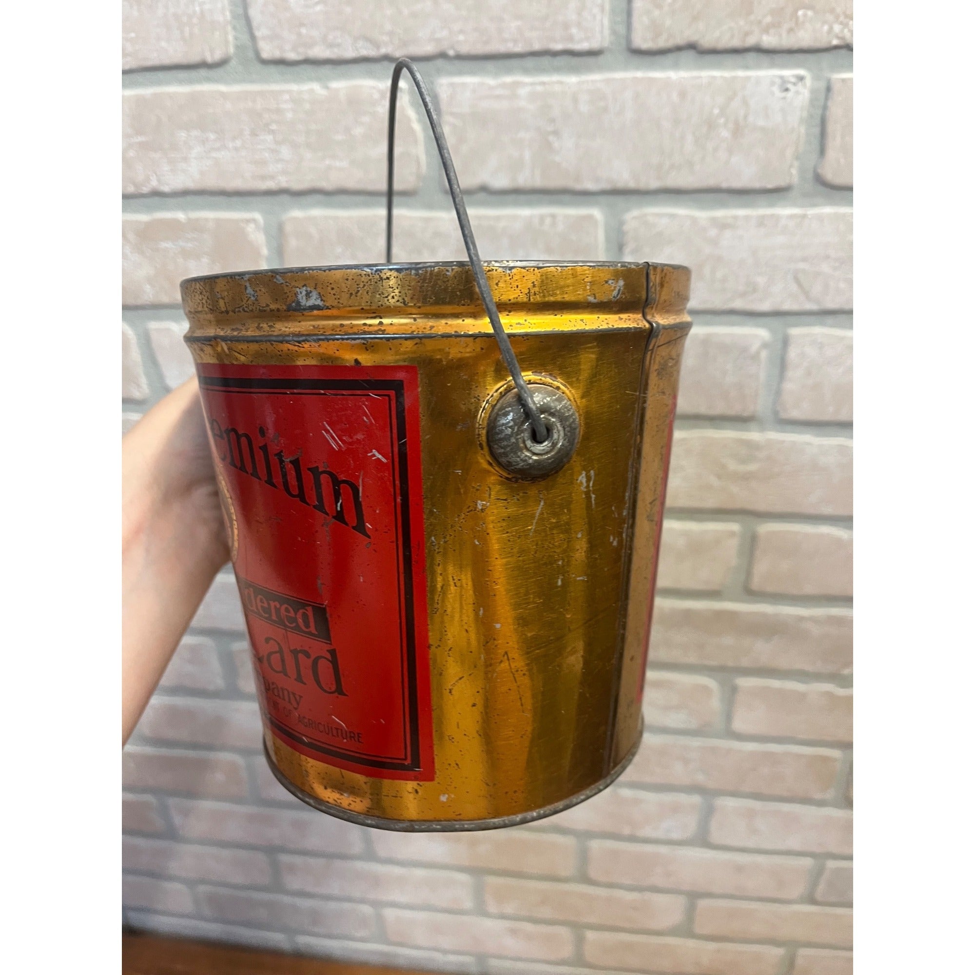 Vintage Swift's Premium Kettle Rendered Pure Lard Bucket Tin Pail Advertising