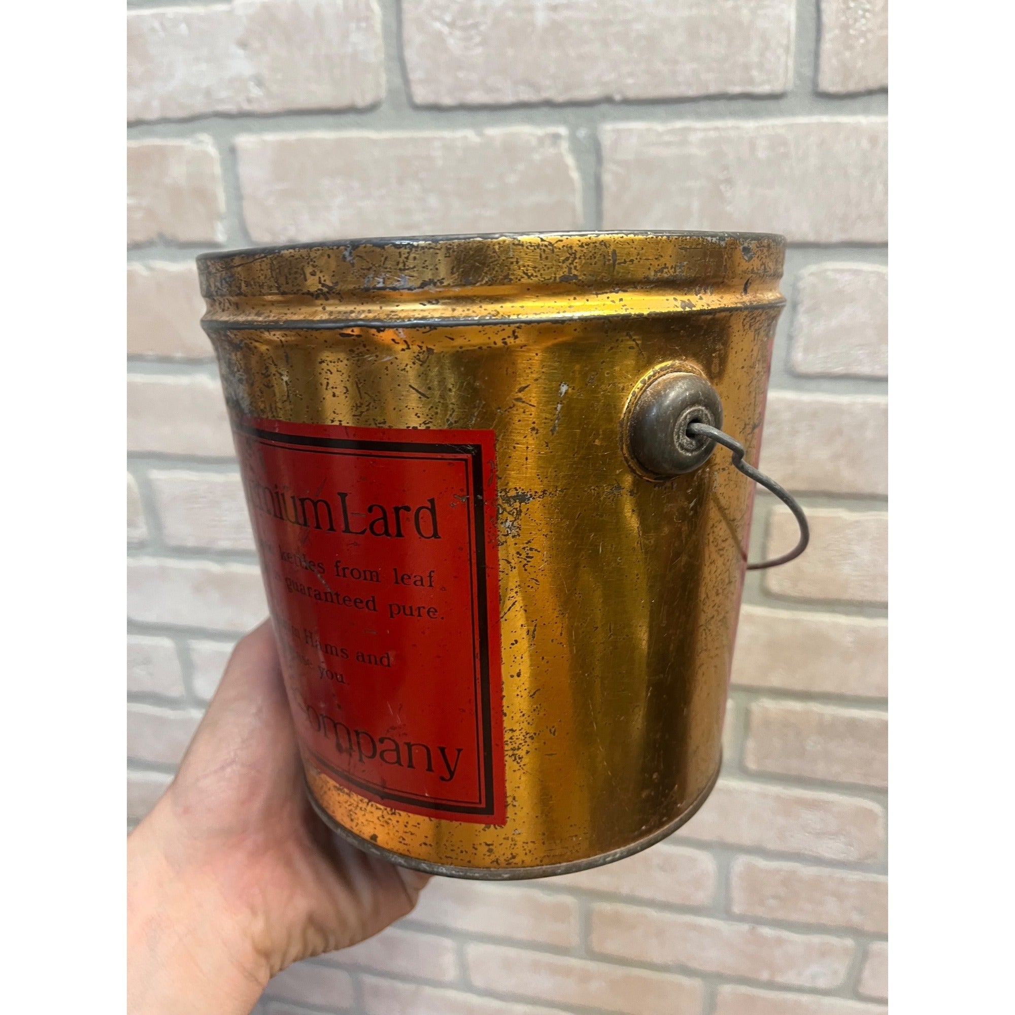 Vintage Swift's Premium Kettle Rendered Pure Lard Bucket Tin Pail Advertising