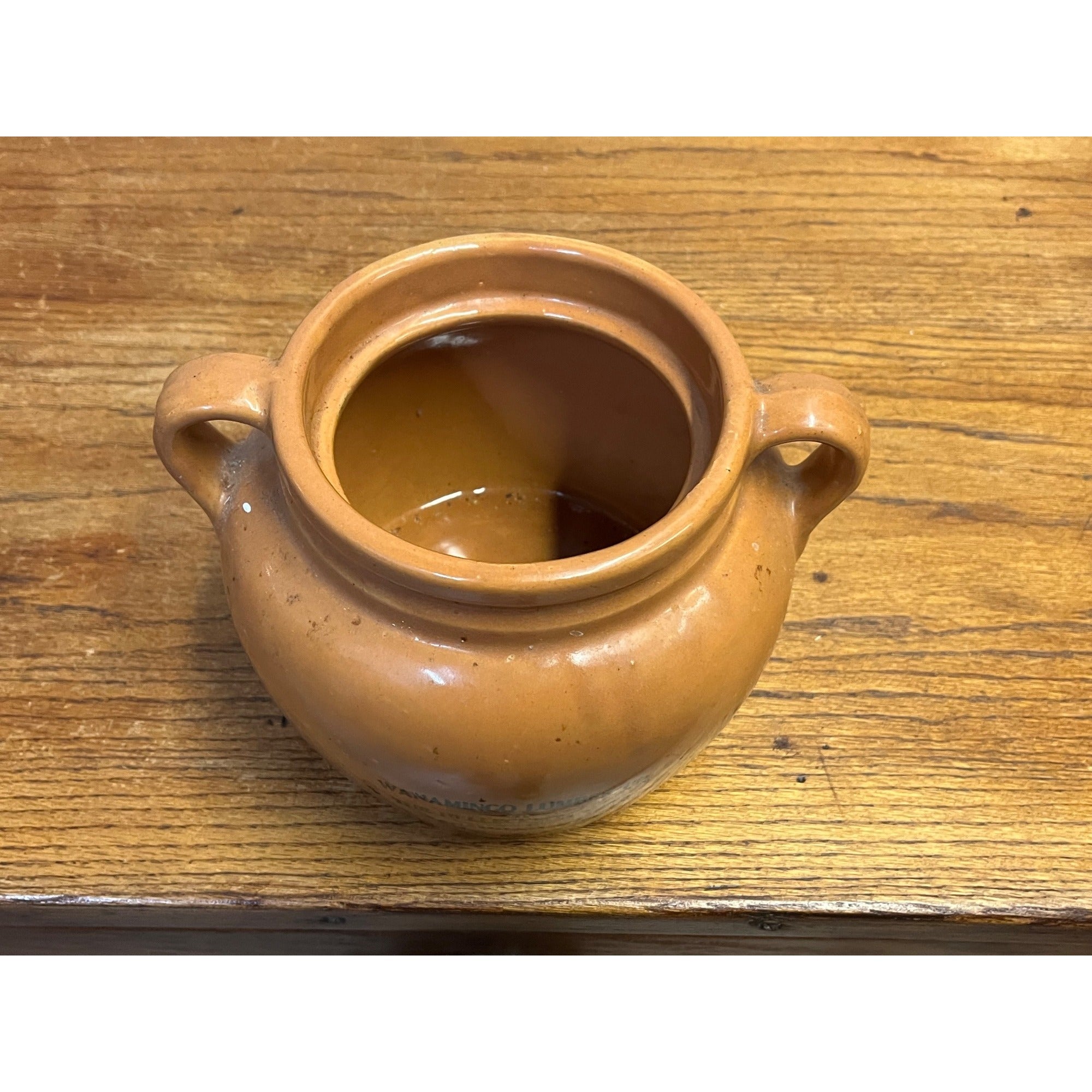 Vintage Wanamingo MN Lumber Yard Helleckson Yard Advertising Stoneware Bena Pot