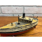 Antique c1910 German Tin Toy Windup Boat Ship Carette or Bing Clockwork