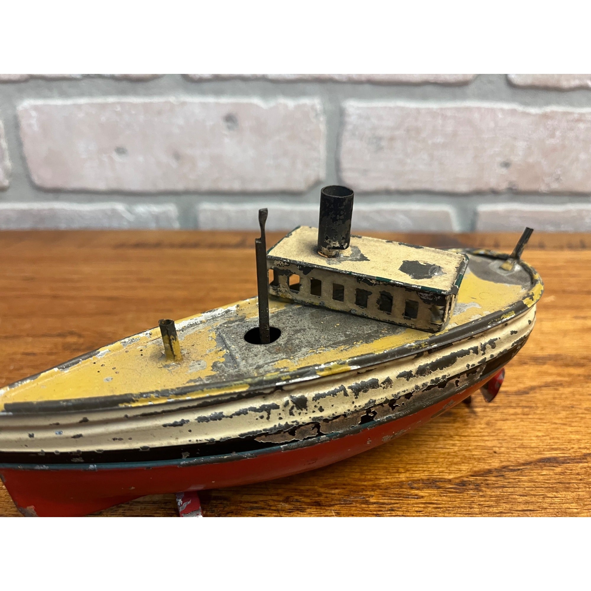 Antique c1910 German Tin Toy Windup Boat Ship Carette or Bing Clockwork