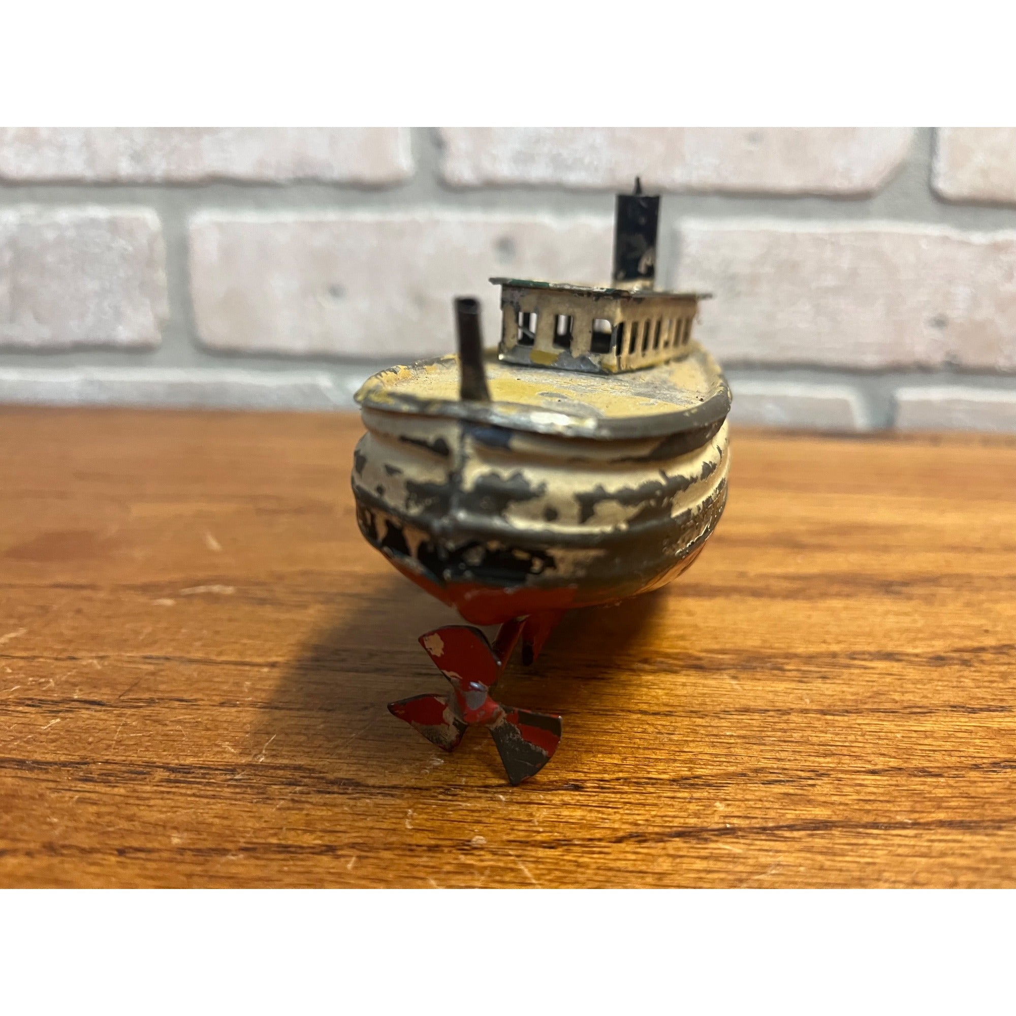 Antique c1910 German Tin Toy Windup Boat Ship Carette or Bing Clockwork