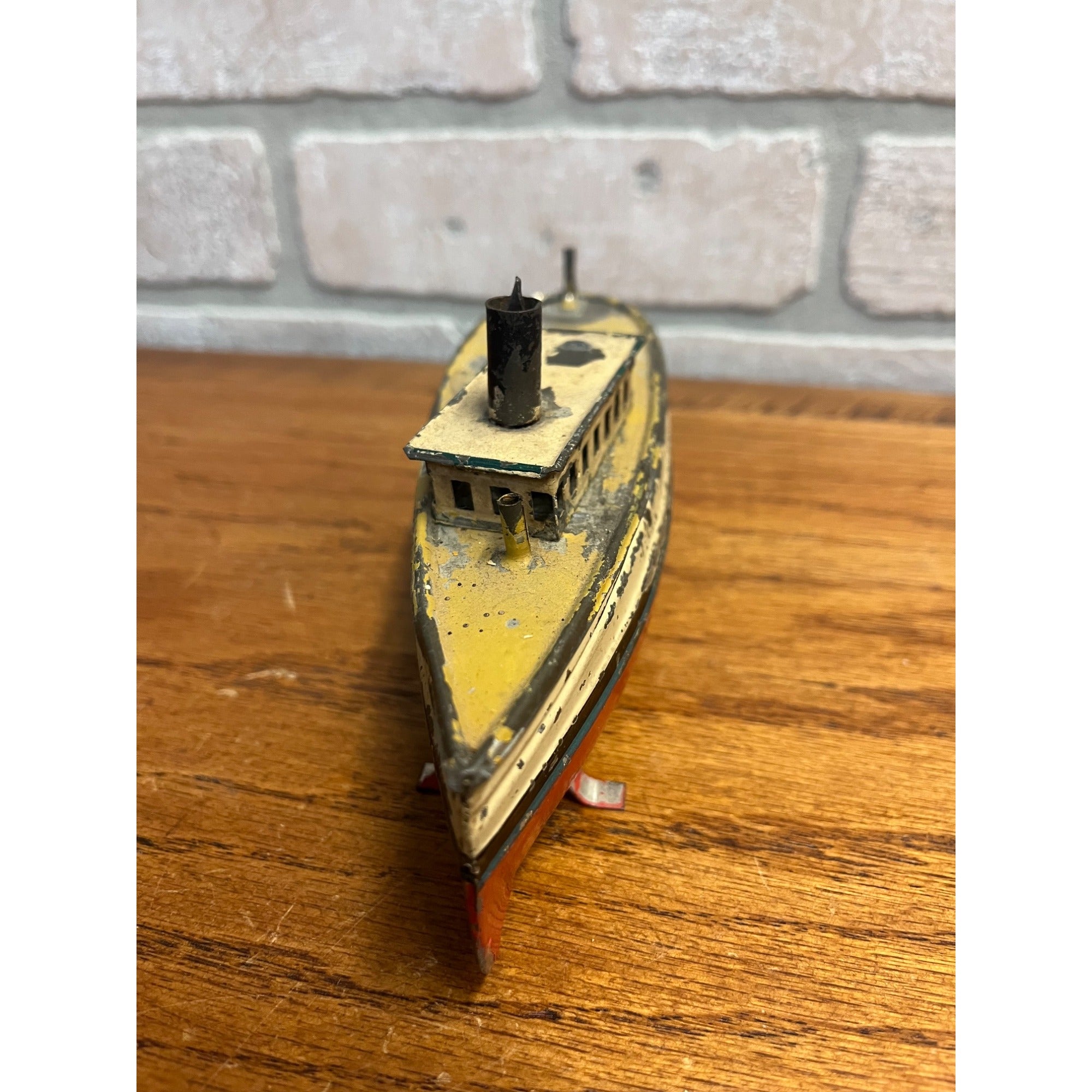 Antique c1910 German Tin Toy Windup Boat Ship Carette or Bing Clockwork