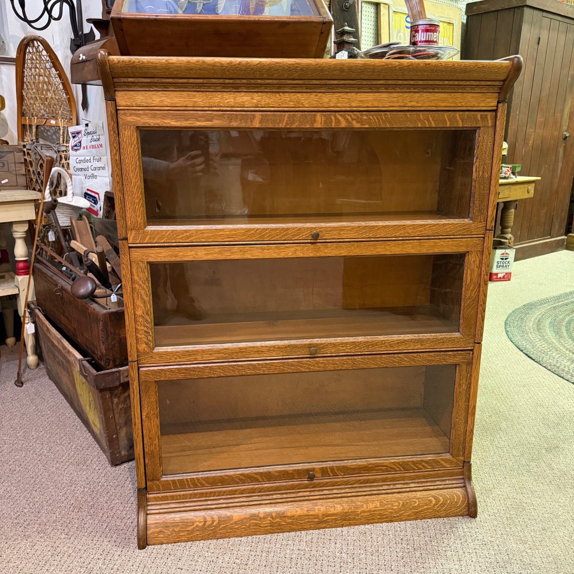 Vintage 1950s Lawyers 3-Stack Bookcase Barrister Wooden Display Case