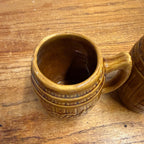 Vintage Blatz Beer Barrel Brown Ceramic Mug Stein Glazed Pottery Pair Lot (2)