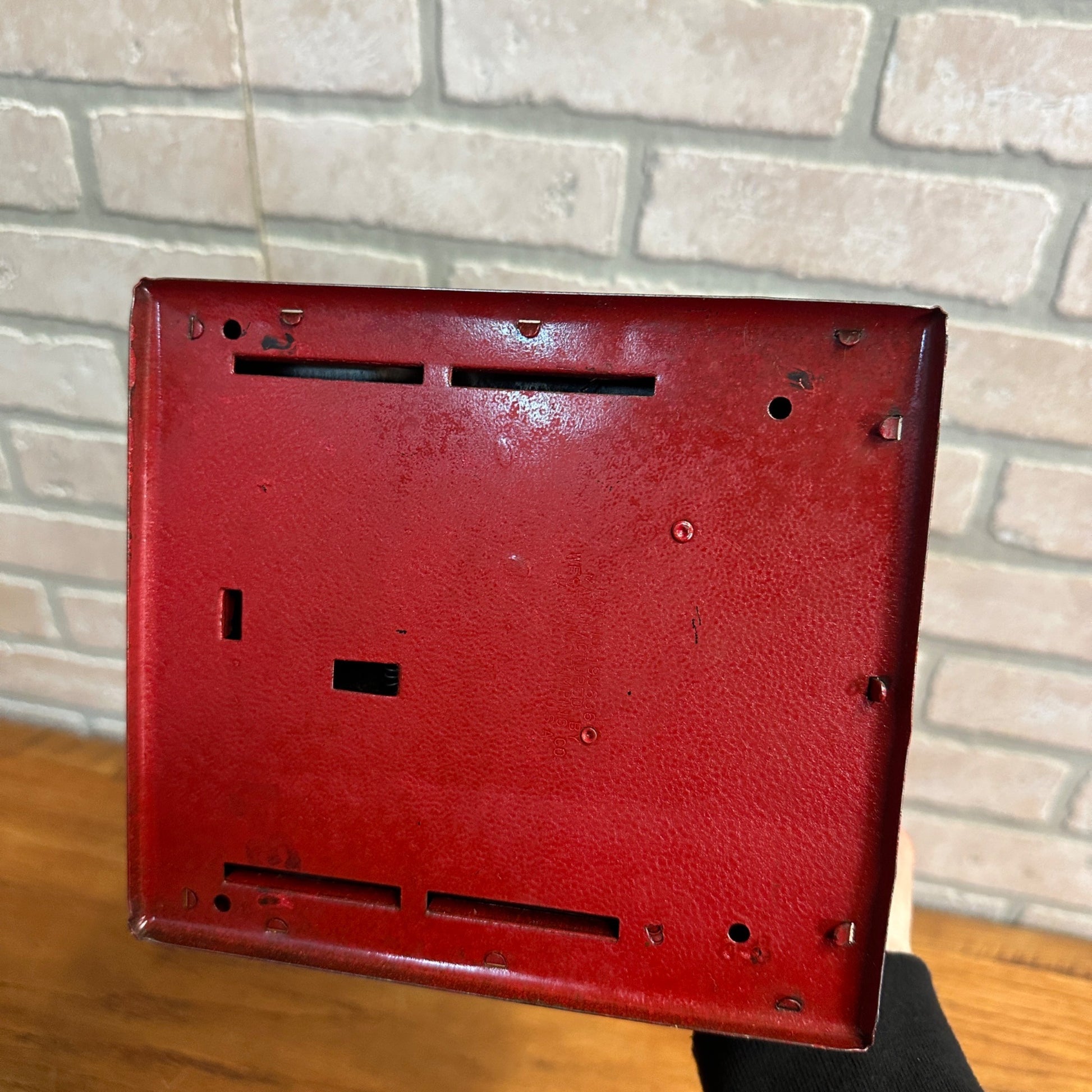 Vintage 1960s Red Pressed Metal Steel Child's Toy Cash Register - Works