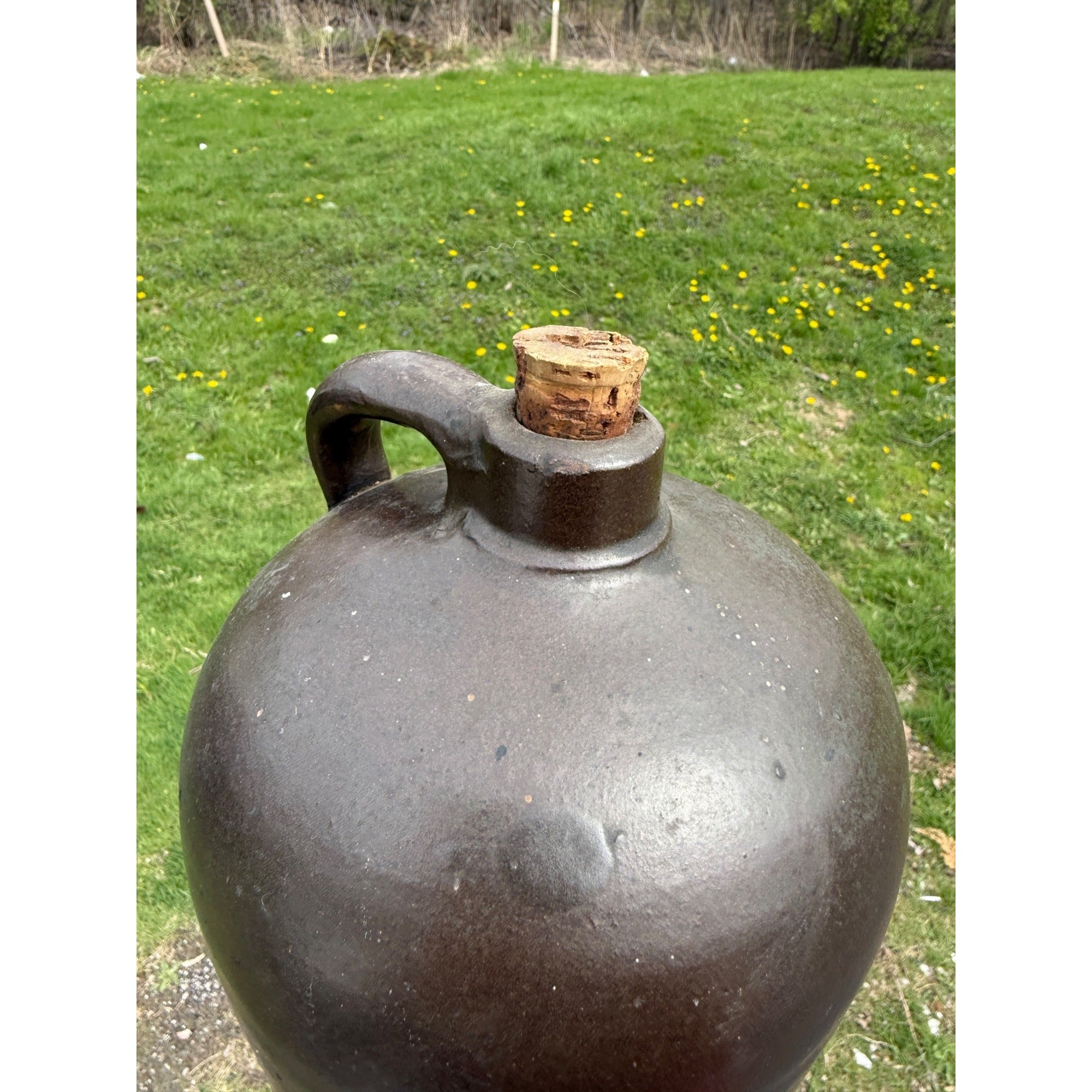 Antique Brown Common Jug Stoneware Quart Jug Crock Primitive Decor W/ Cork