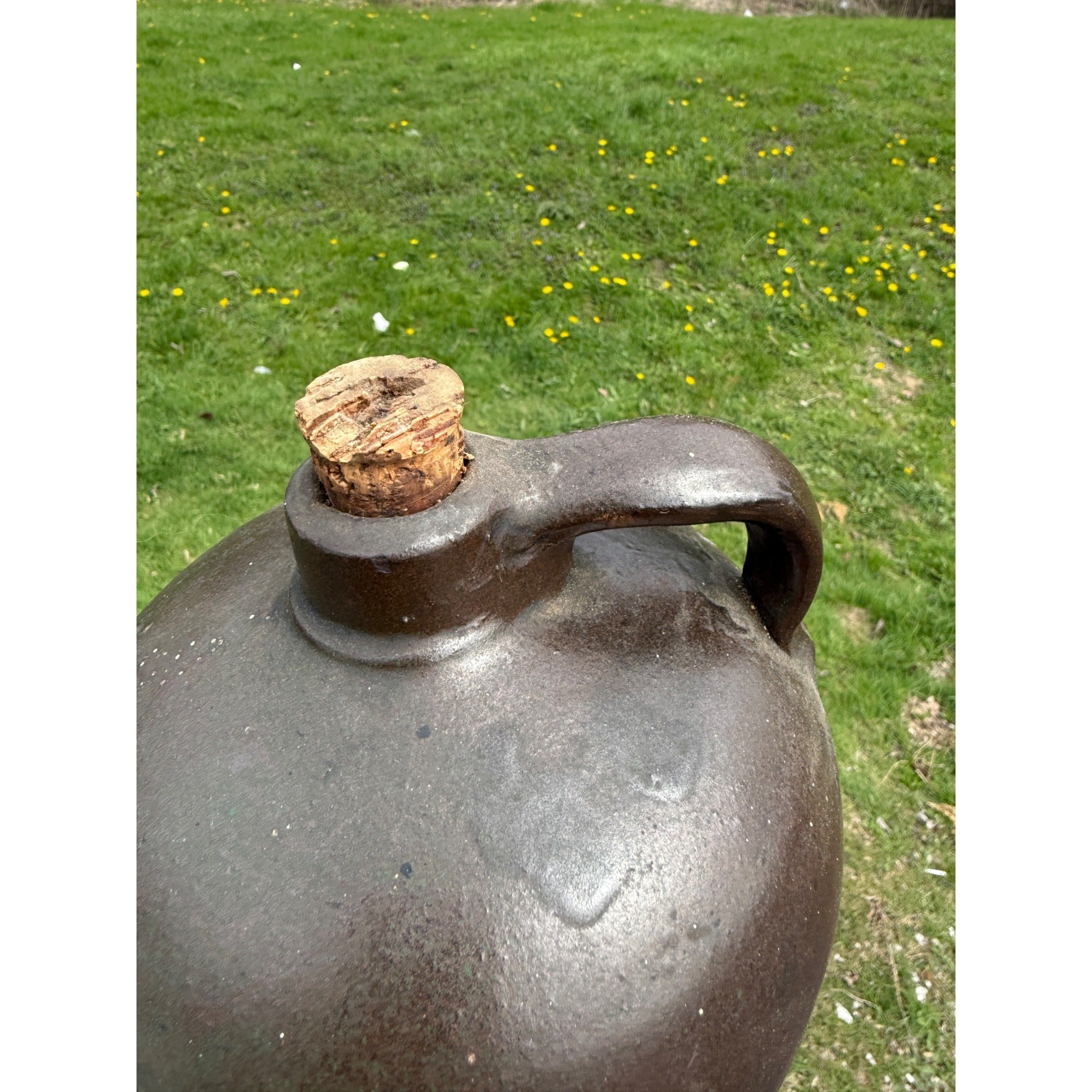 Antique Brown Common Jug Stoneware Quart Jug Crock Primitive Decor W/ Cork