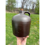 Antique Brown Common Jug Stoneware Quart Jug Crock Primitive Decor W/ Cork
