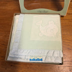 Vintage Sears Roebuck Baby Blanket NOS NEW Animals Fish Green 36x50 Deadstock