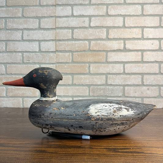 Antique Wooden Duck Decoy Merganzer Drake Male Hunting