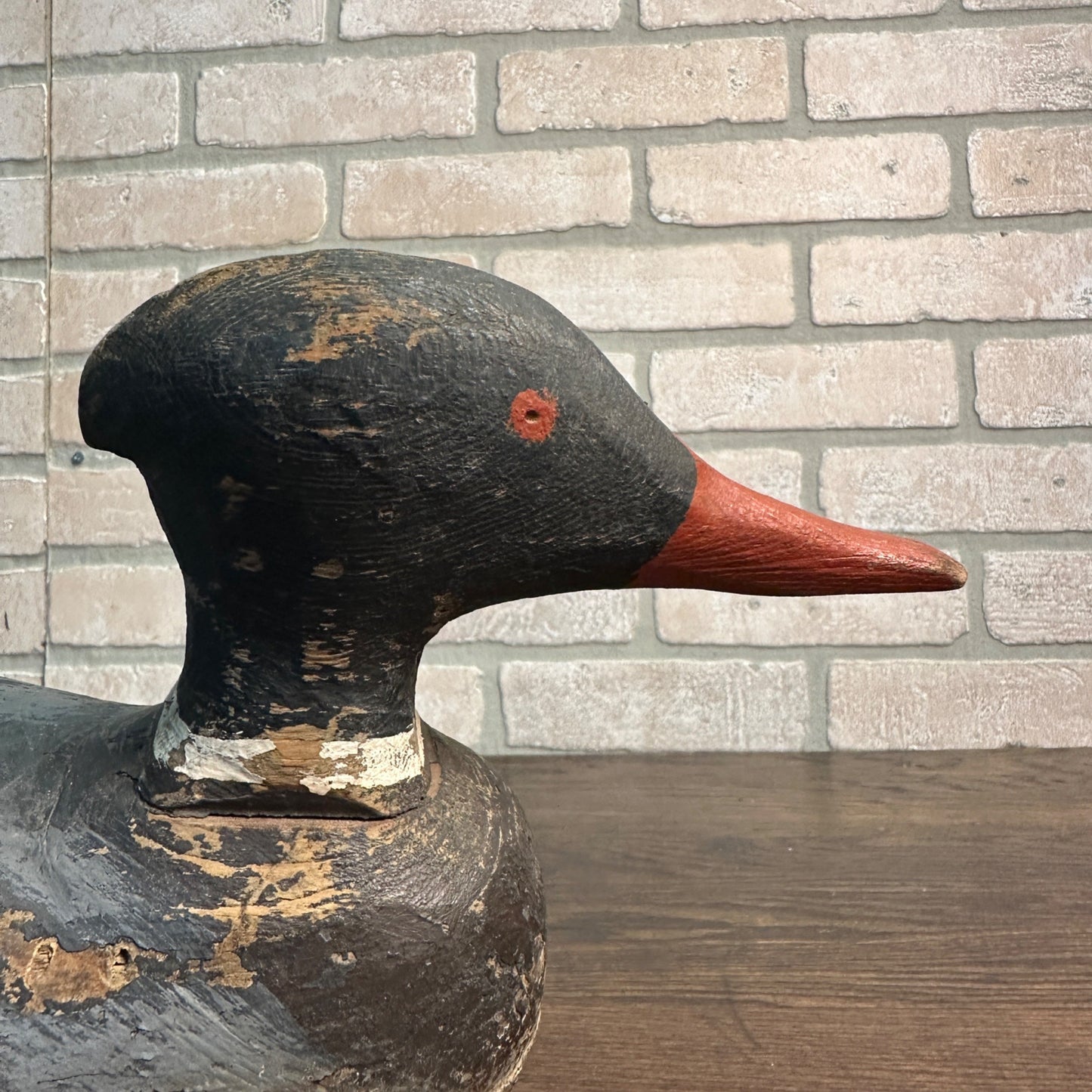 Antique Wooden Duck Decoy Merganzer Drake Male Hunting