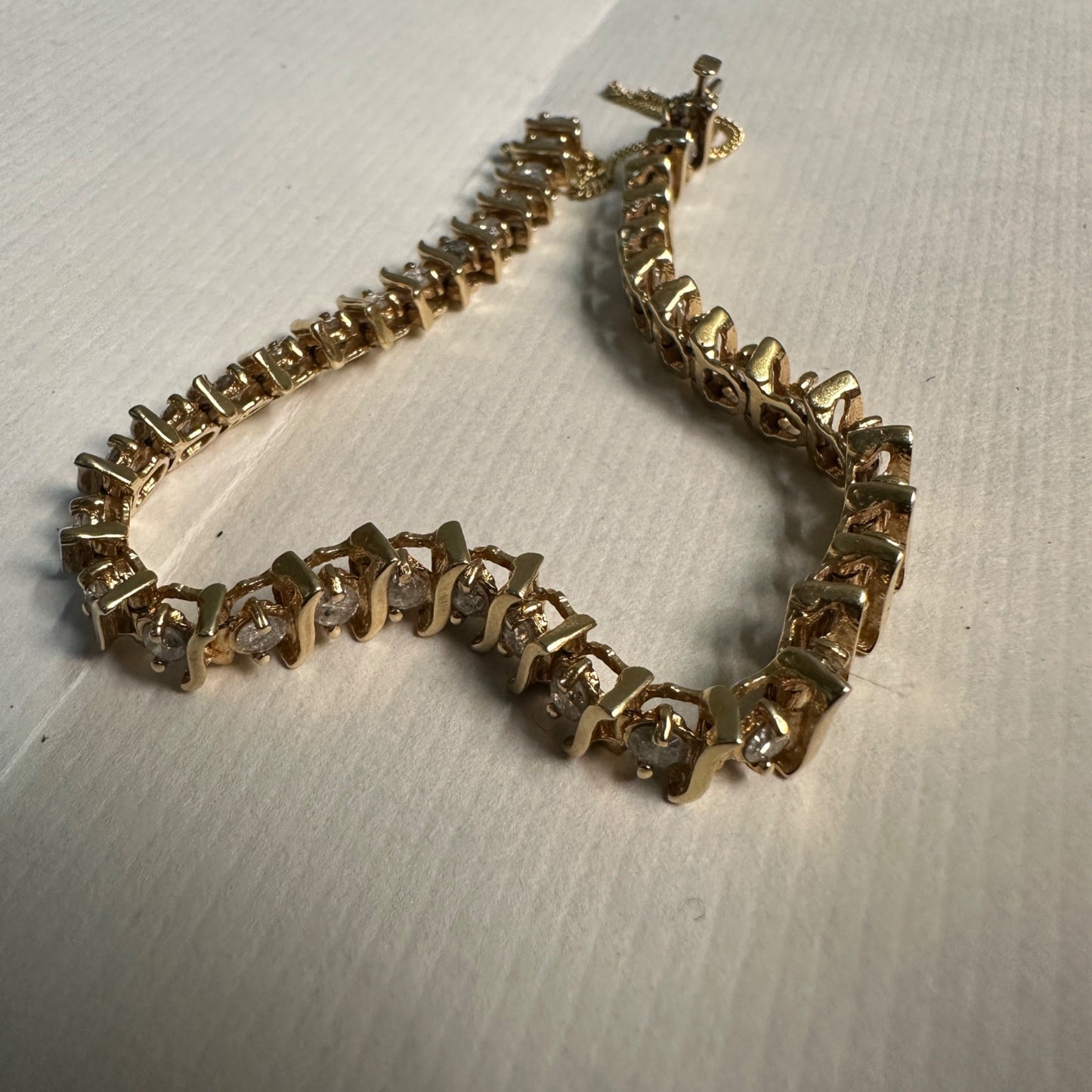 Vintage 14kt Yellow Gold 4.00 ctw Diamond Tennis Bracelet 7" Long - 38 Diamonds