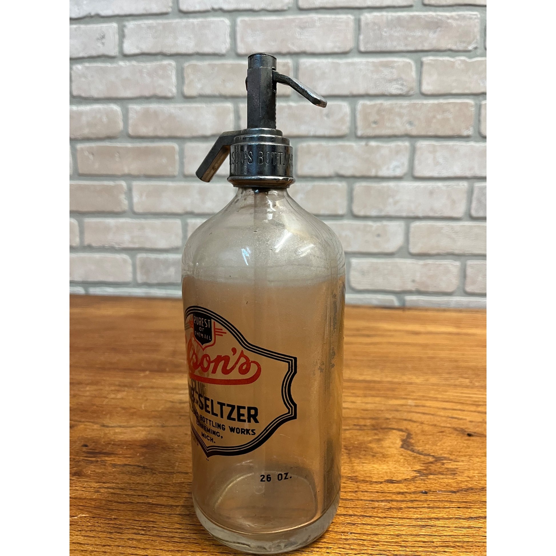 Vintage Elson's Club Soda Seltzer Bottle Ishpeming Michigan MI Mich