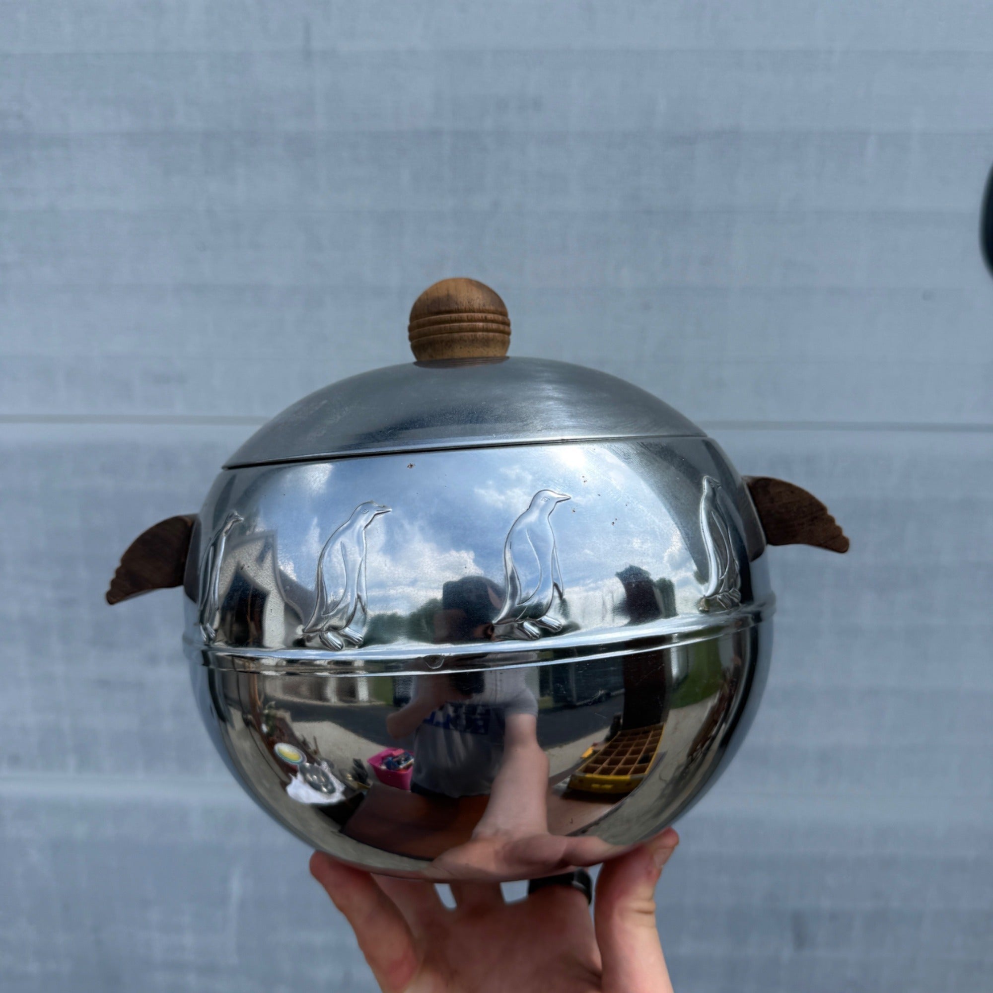 Vintage West Bend Penguin Hot Cold Server Ice Bucket Barware MCM Chrome