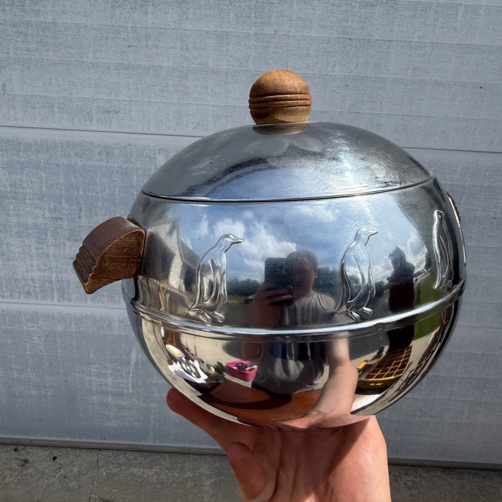 Vintage West Bend Penguin Hot Cold Server Ice Bucket Barware MCM Chrome