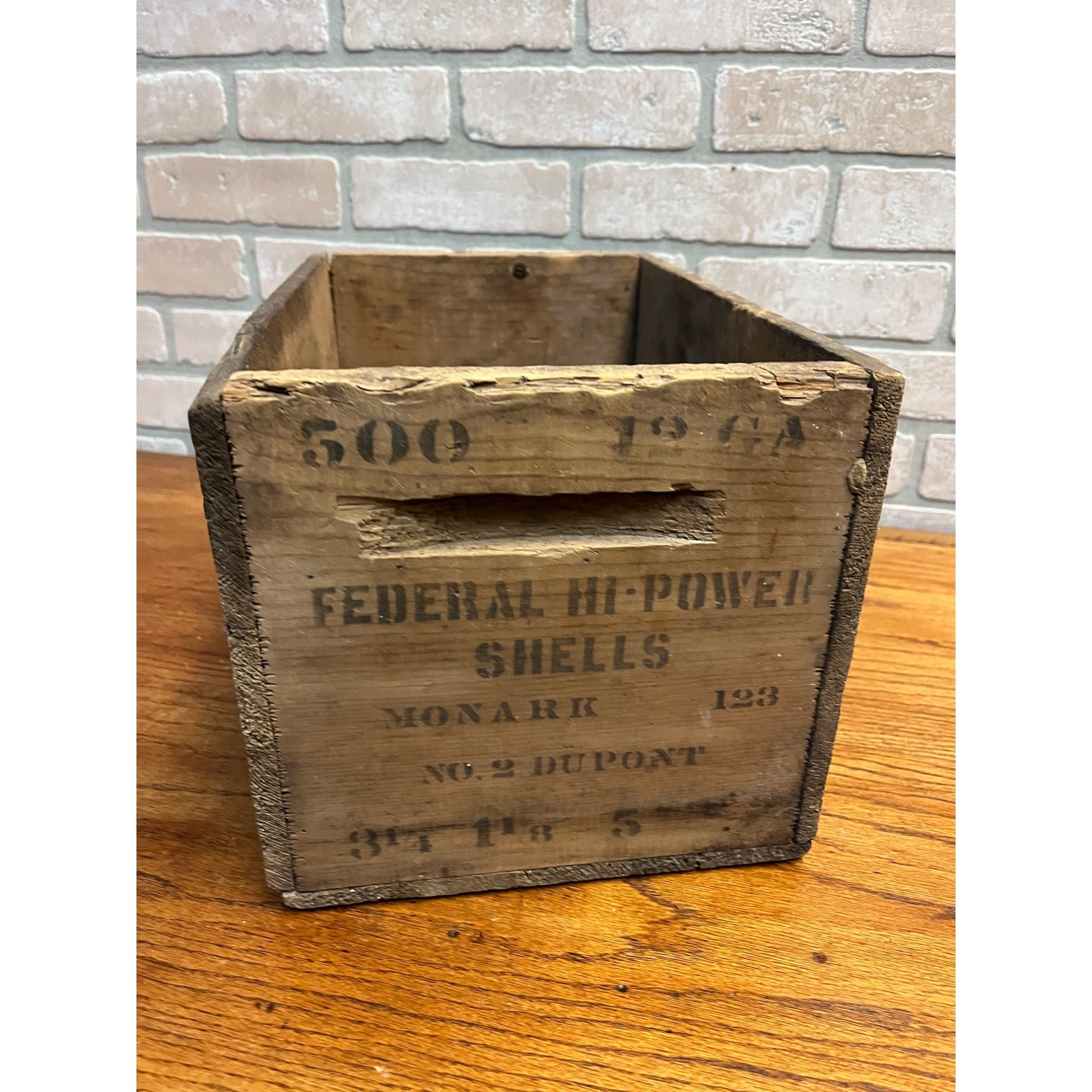 Antique Vintage Hi-Power Small Arms Federal Cartridge Co. Wooden Box Paper Shot