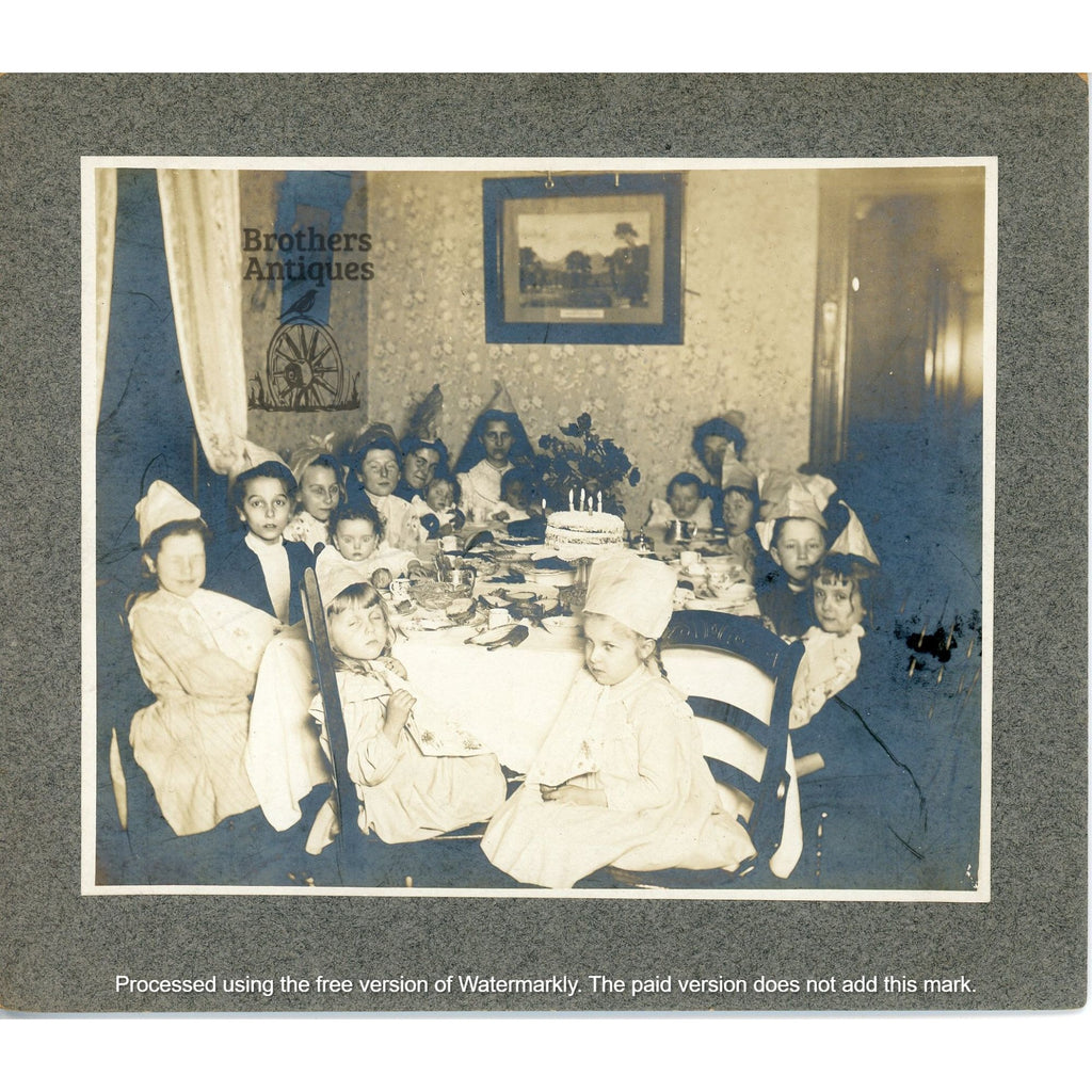 1900s-1910s Antique Victorian Children's Birthday Party Cabinet Photo