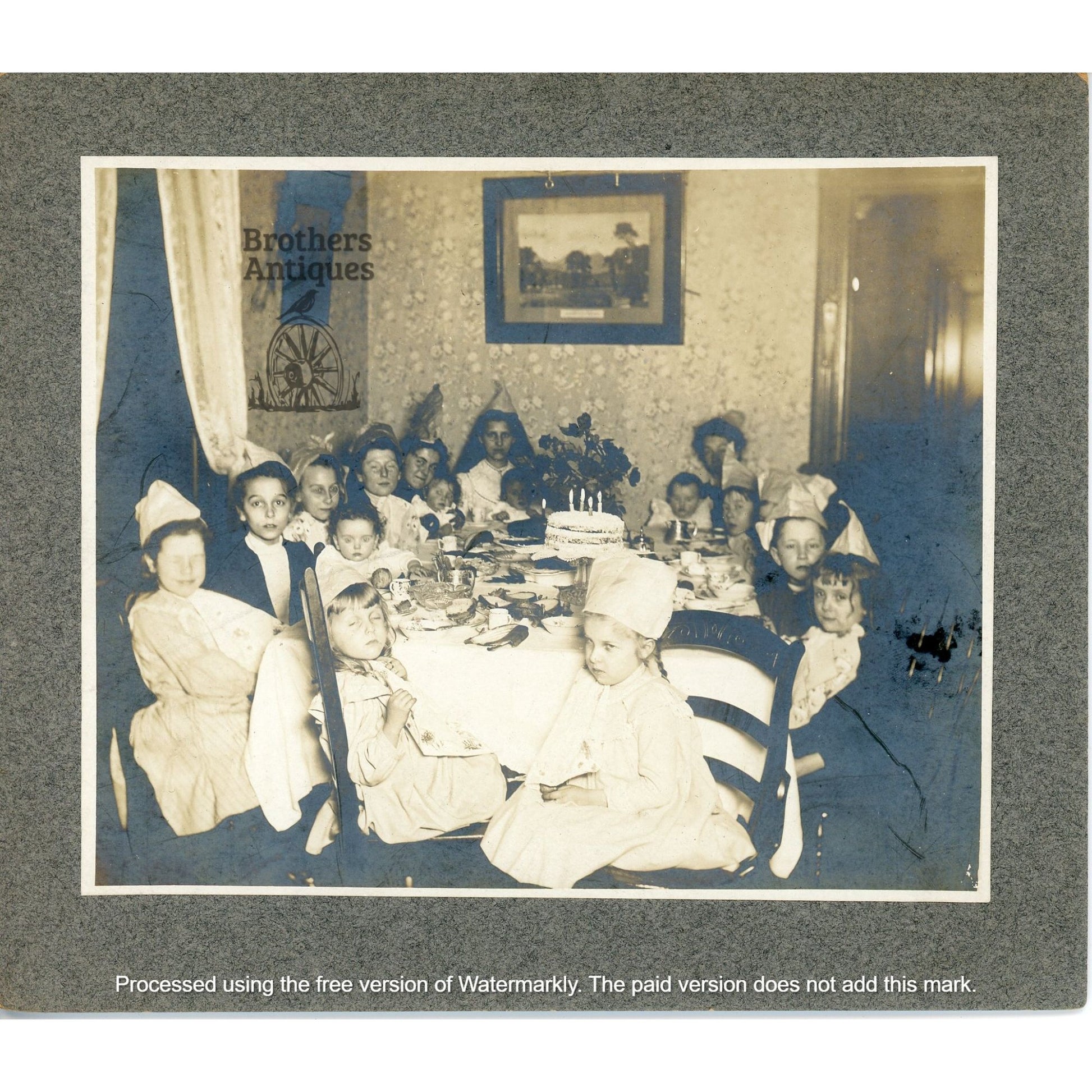 1900s-1910s Antique Victorian Children's Birthday Party Cabinet Photo