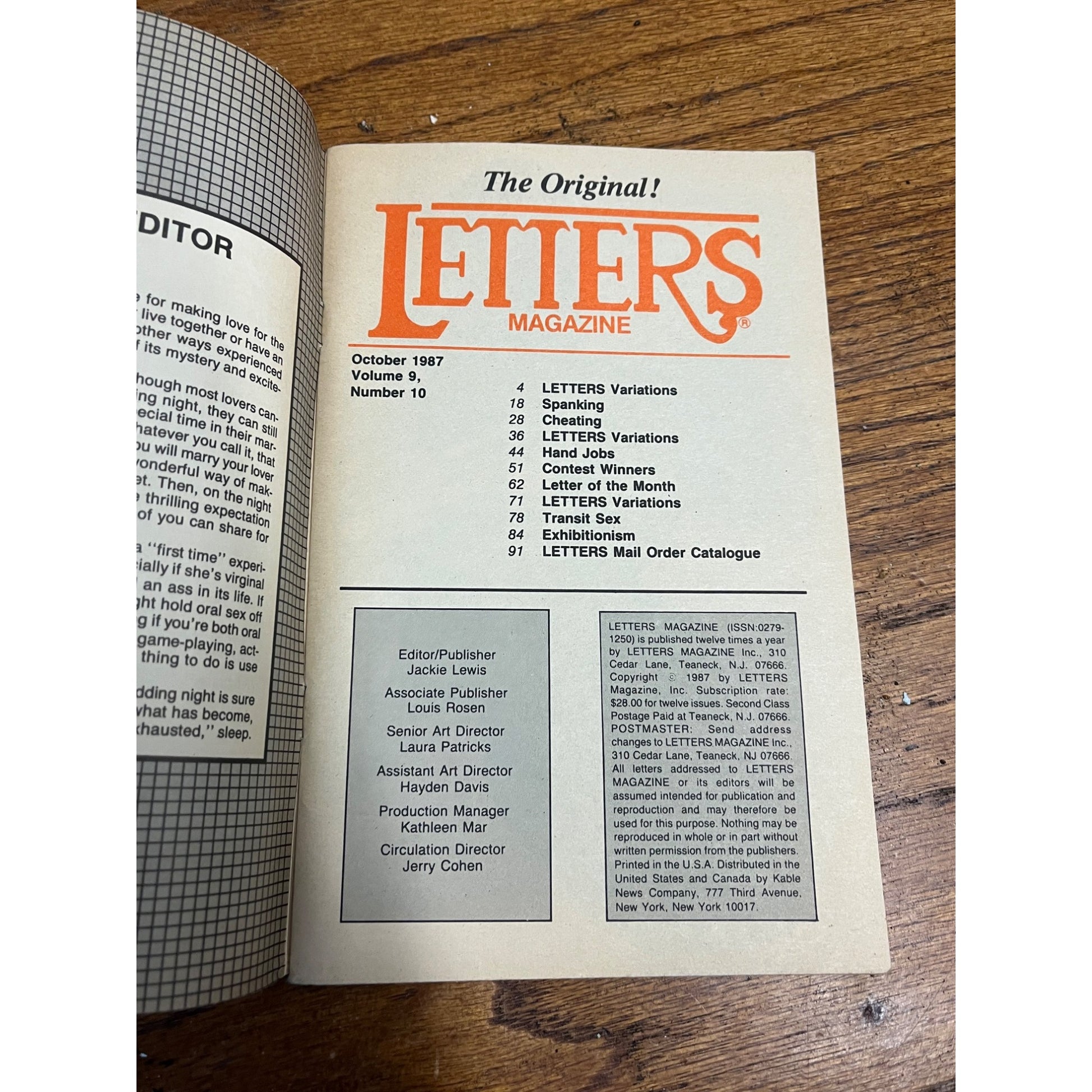 The Original! Letters Magazine Oct. 1987 Vol. 9 #10 + Velvet Letters 1983