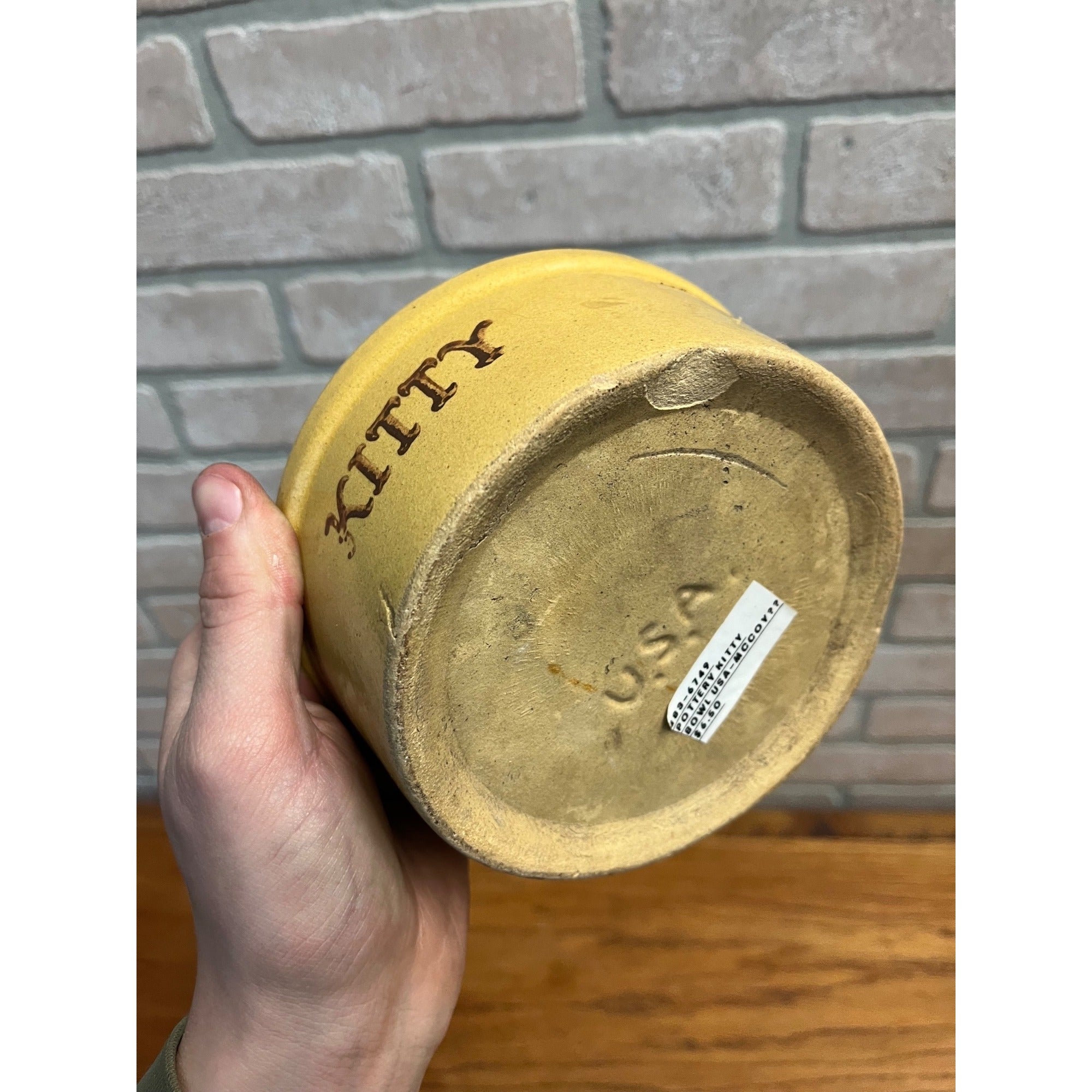 Vintage Robinson Ransbottom Pottery RRP Stoneware Kitty Food Water Bowl Cat