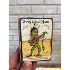 Antique 1890s Antique Spin & Old Maid Playing Card Game Deck Victorian De La Rue