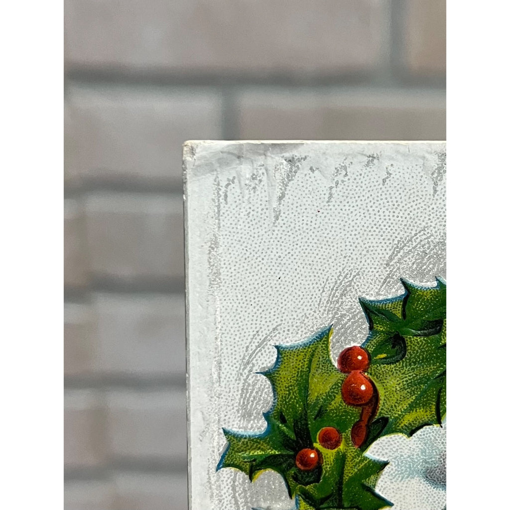 Vintage 1914 Christmas Postcard w/ Christmas Seal Tied US American Red Cross