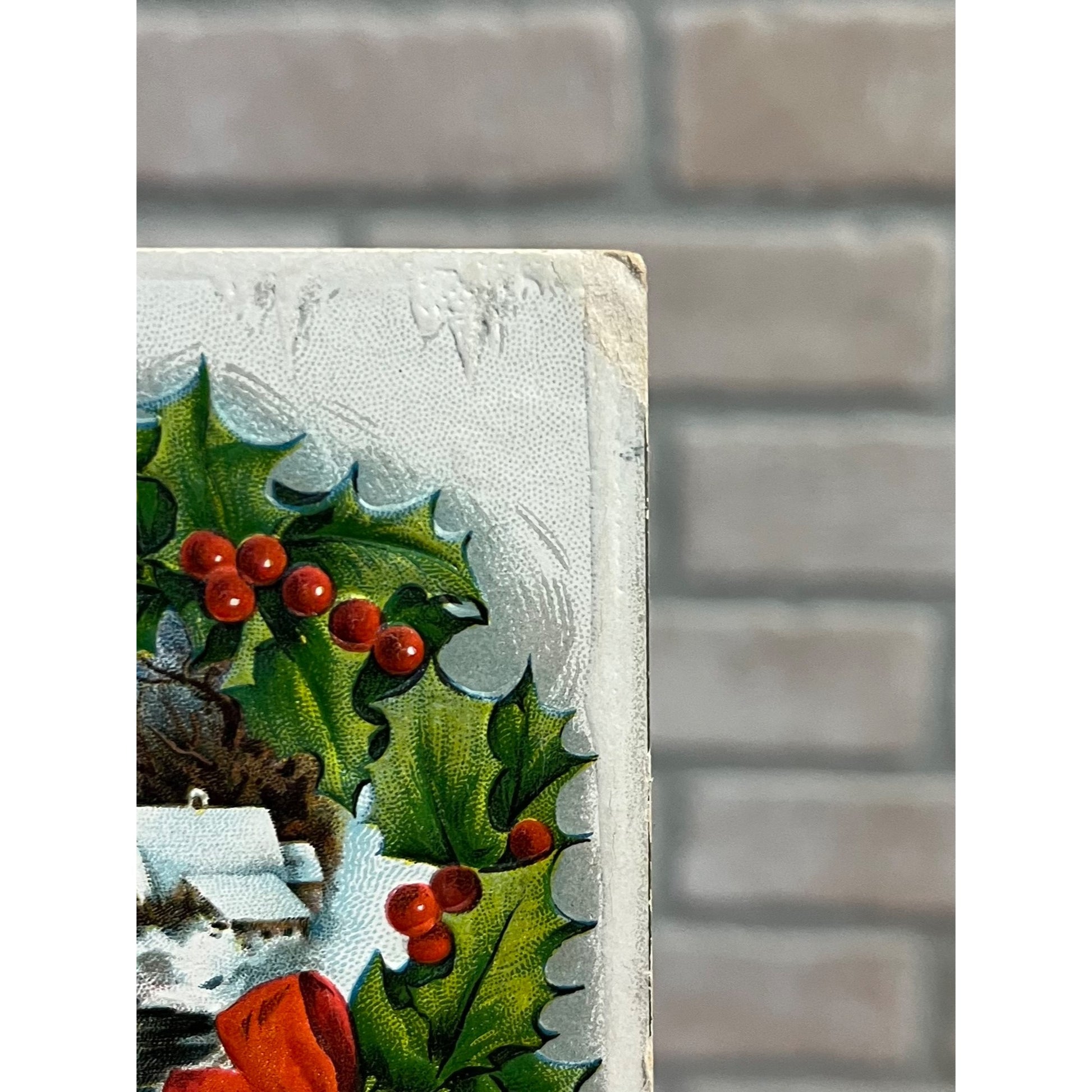 Vintage 1914 Christmas Postcard w/ Christmas Seal Tied US American Red Cross