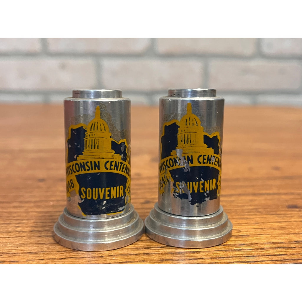 Vintage Wisconsin Centennial 1848-1948 Souvenir Salt & Pepper Shakers Pair