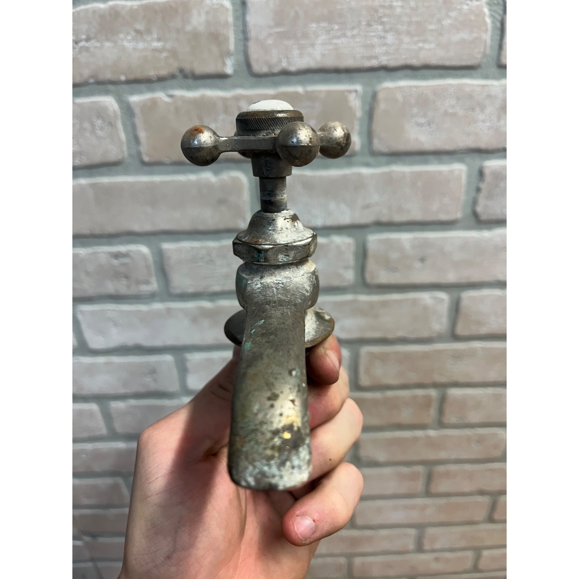 Vintage Cold Bathroom Sink Tub Faucet Spout Plated Brass Porcelain