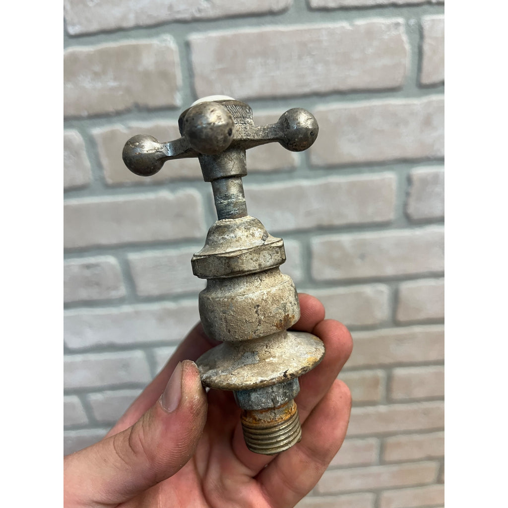 Vintage Cold Bathroom Sink Tub Faucet Spout Plated Brass Porcelain