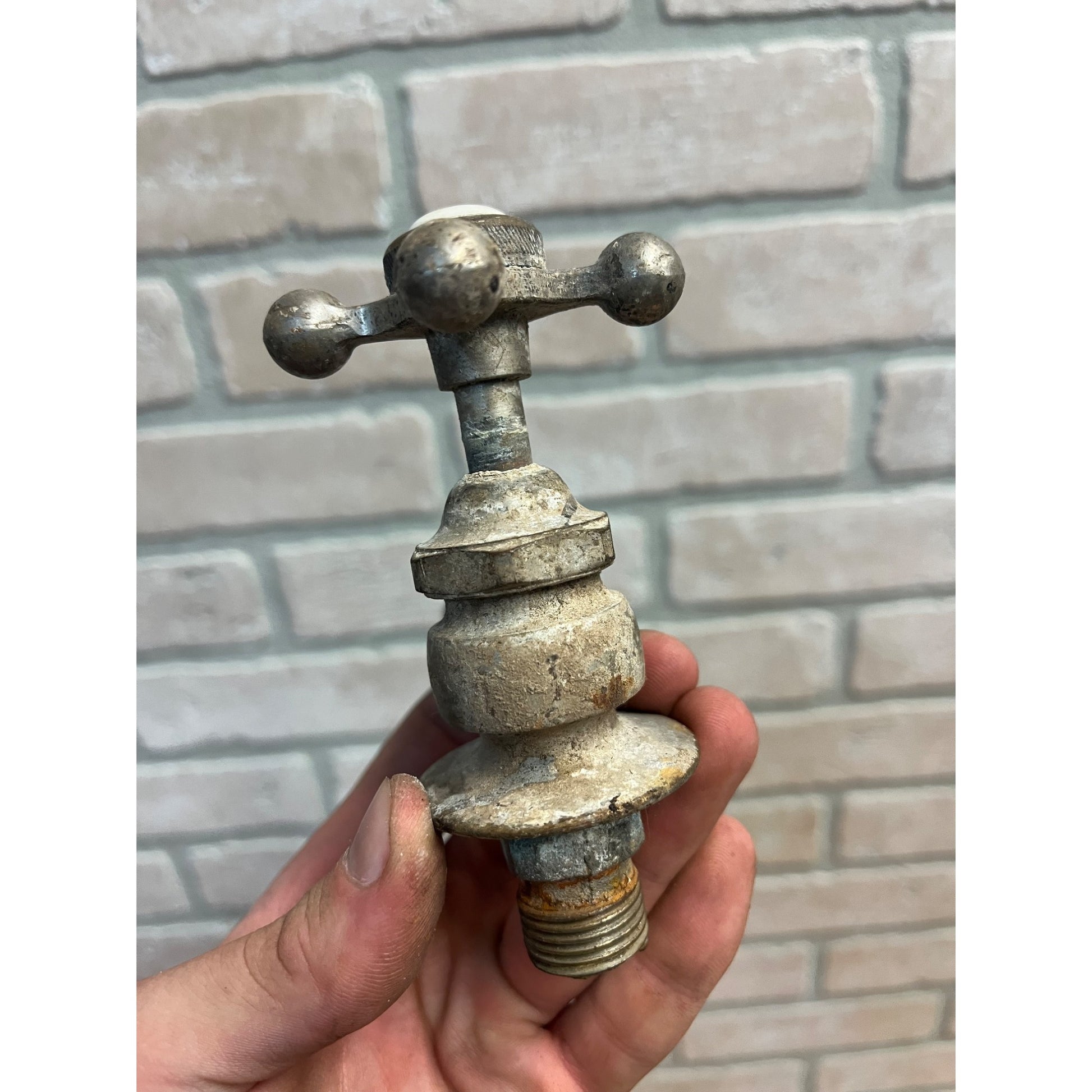 Vintage Cold Bathroom Sink Tub Faucet Spout Plated Brass Porcelain