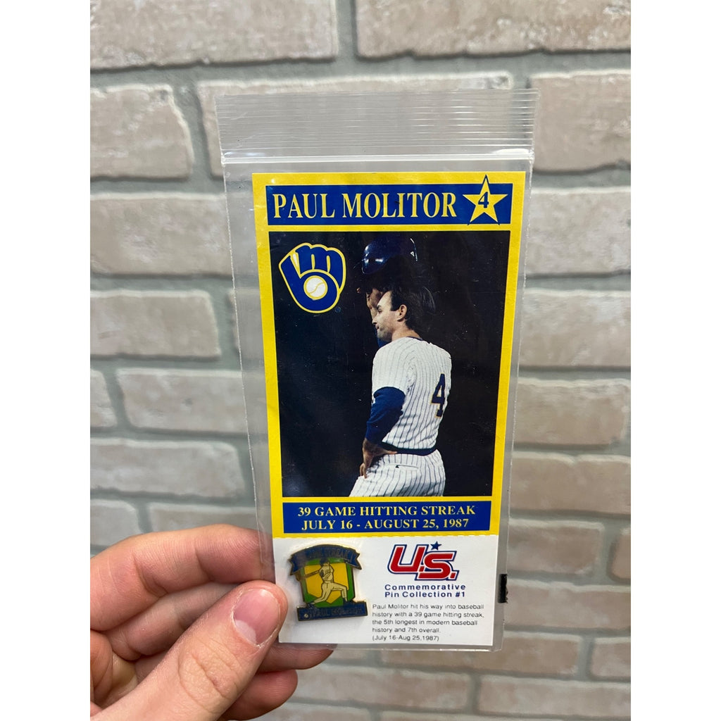 Milwaukee Brewers Hat Lapel Pin MLB Paul Molitor 39 Game Hitting Streak 1987