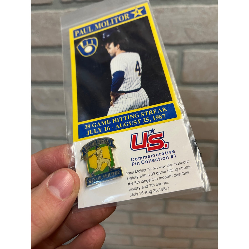 Milwaukee Brewers Hat Lapel Pin MLB Paul Molitor 39 Game Hitting Streak 1987