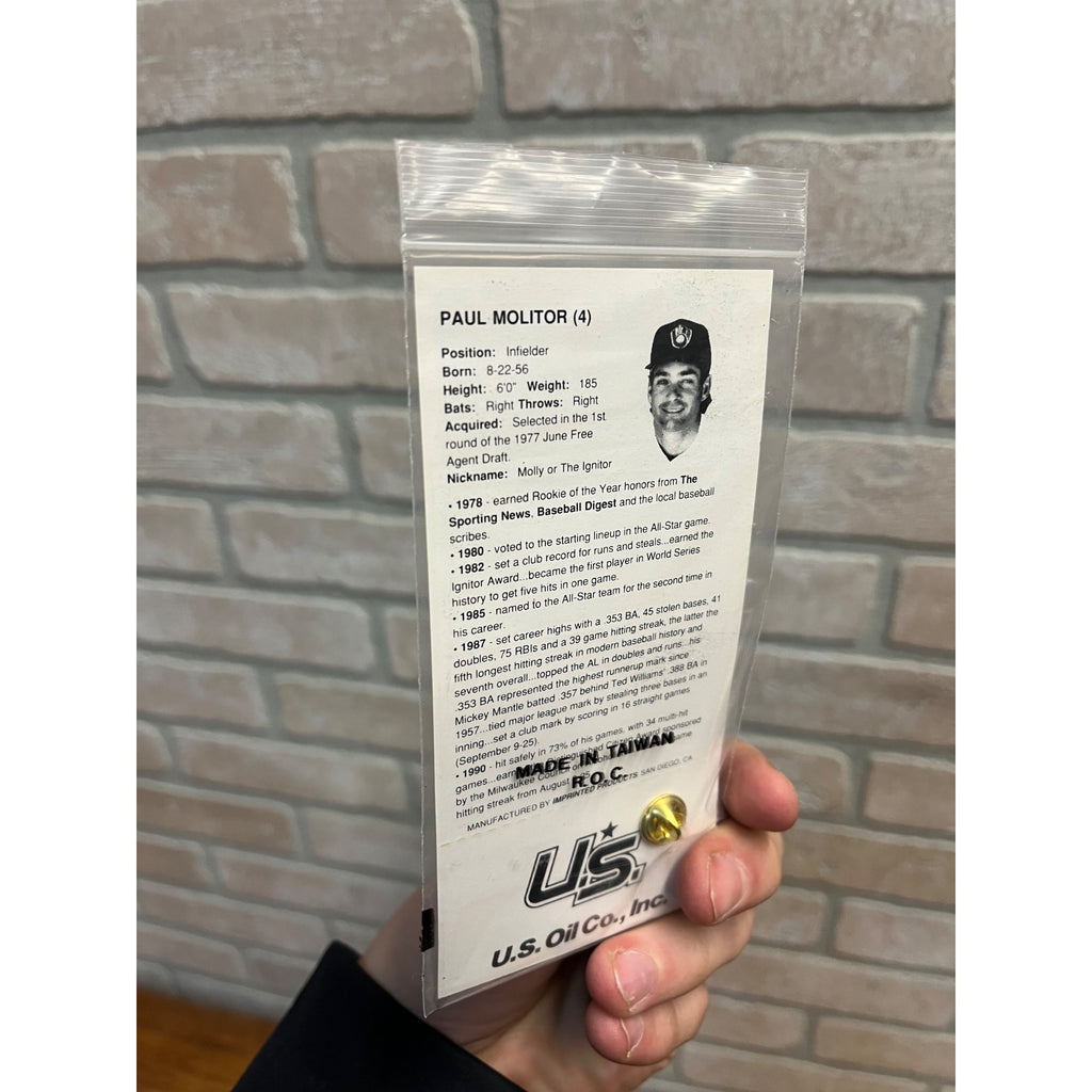 Milwaukee Brewers Hat Lapel Pin MLB Paul Molitor 39 Game Hitting Streak 1987