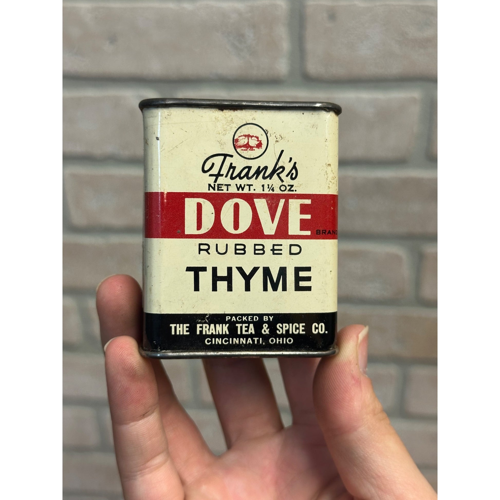 Vintage 1900s Frank Tea & Spice Co Thyme Advertising Tin Cincinnati OH