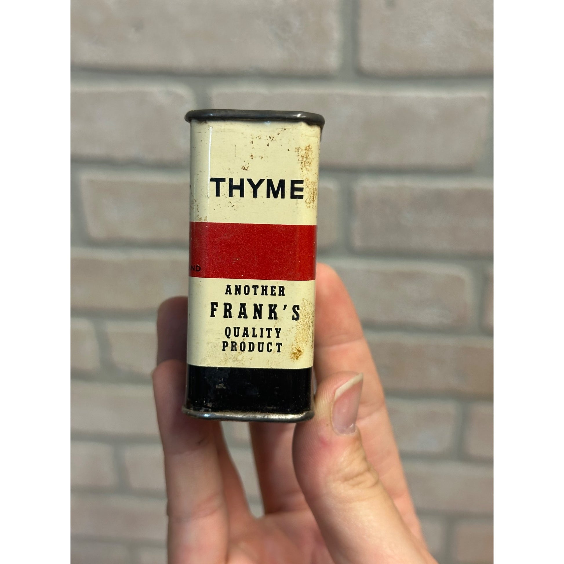Vintage 1900s Frank Tea & Spice Co Thyme Advertising Tin Cincinnati OH