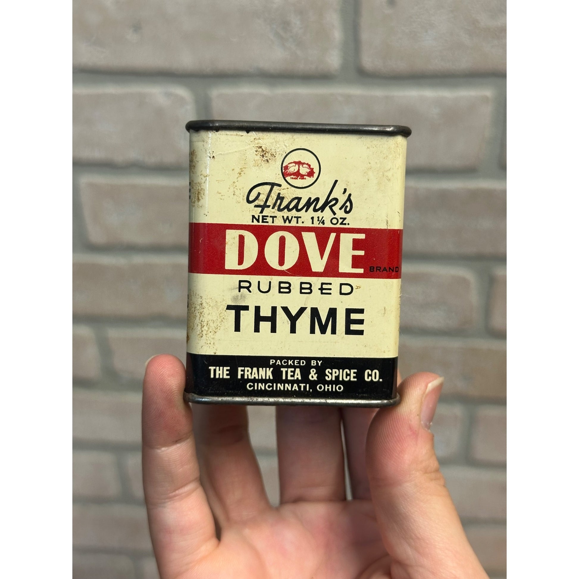 Vintage 1900s Frank Tea & Spice Co Thyme Advertising Tin Cincinnati OH