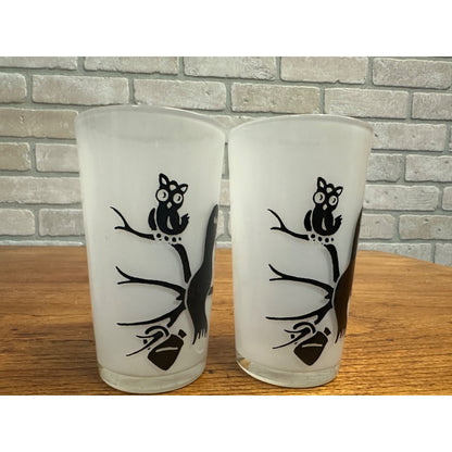 1950s HALLOWEEN FRIENDLY SPIRITS SET OF 4 GLASSES BAR SET BY FEDERAL GLASS