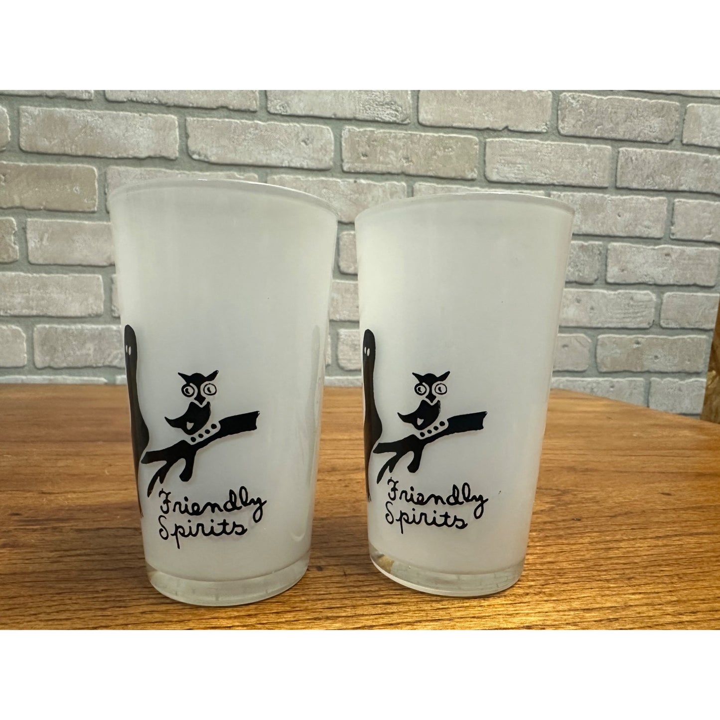 1950s HALLOWEEN FRIENDLY SPIRITS SET OF 4 GLASSES BAR SET BY FEDERAL GLASS