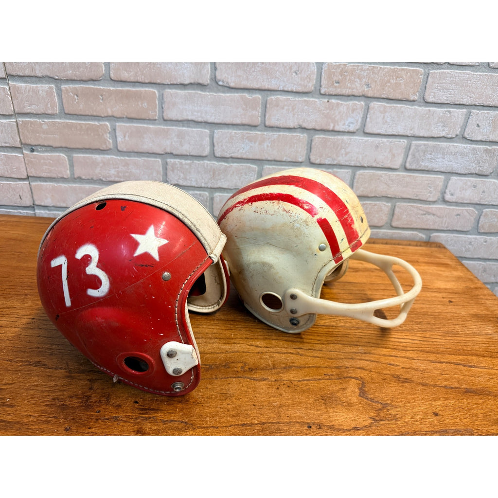 Vintage 1960s High School Football Helmets Old School Hutch Red/White