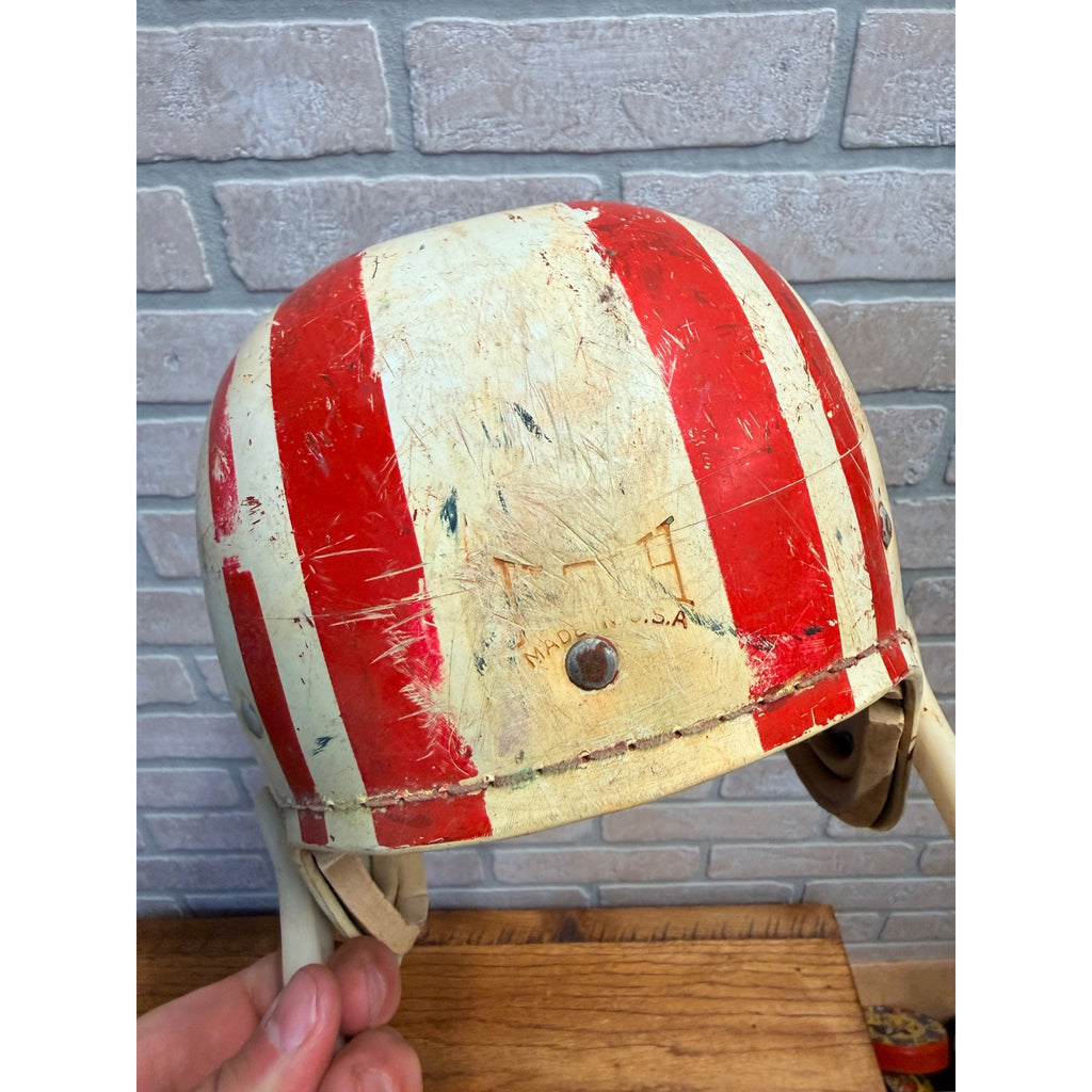 Vintage 1960s High School Football Helmets Old School Hutch Red/White
