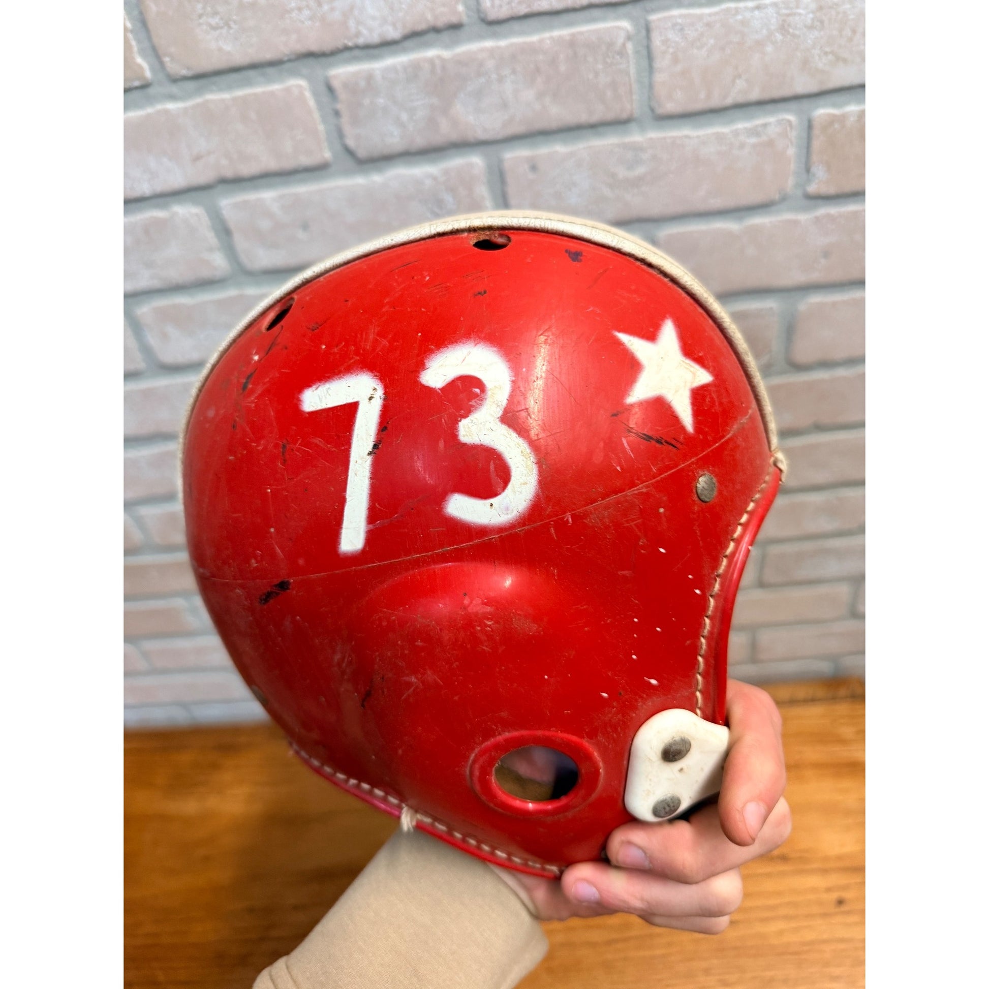 Vintage 1960s High School Football Helmets Old School Hutch Red/White