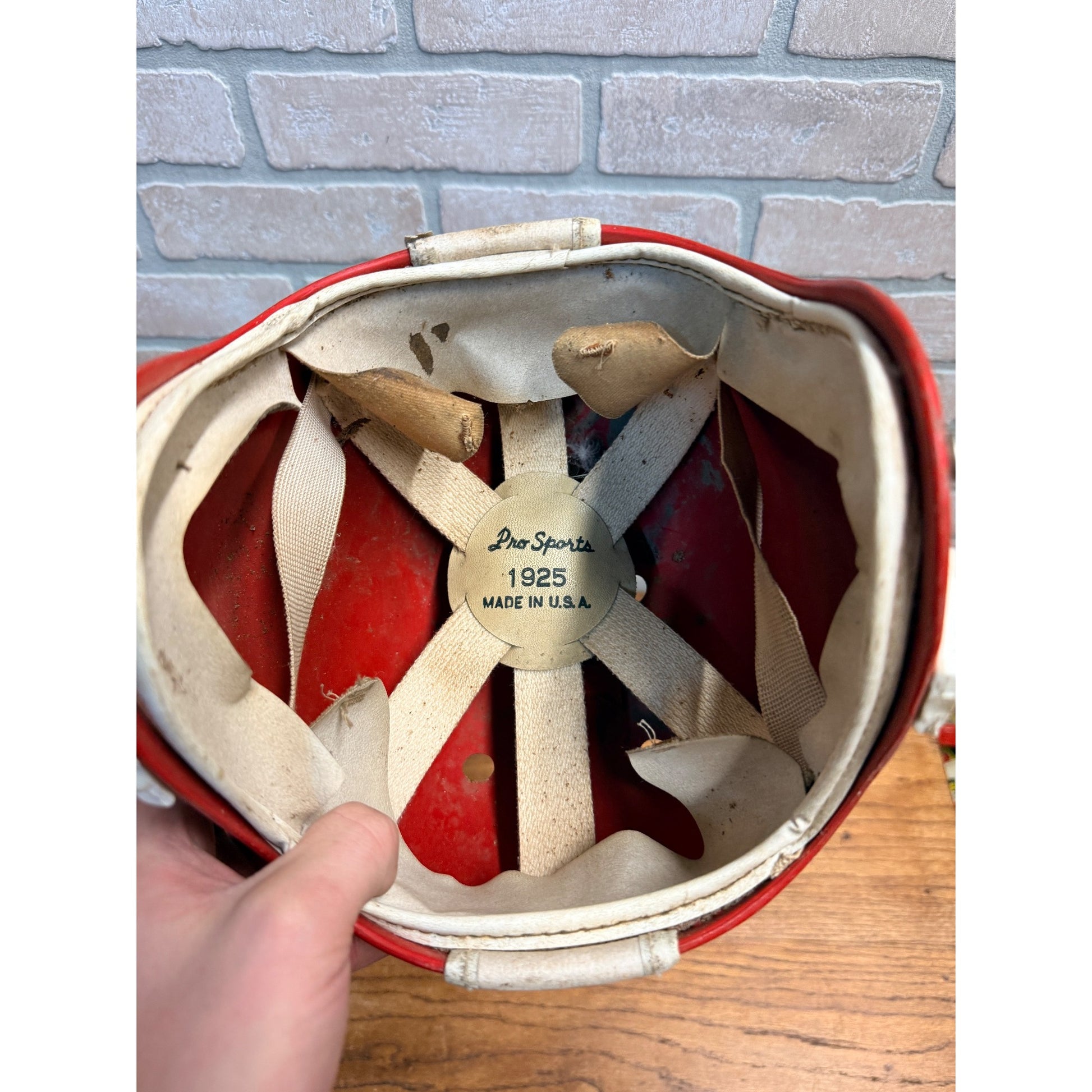 Vintage 1960s High School Football Helmets Old School Hutch Red/White