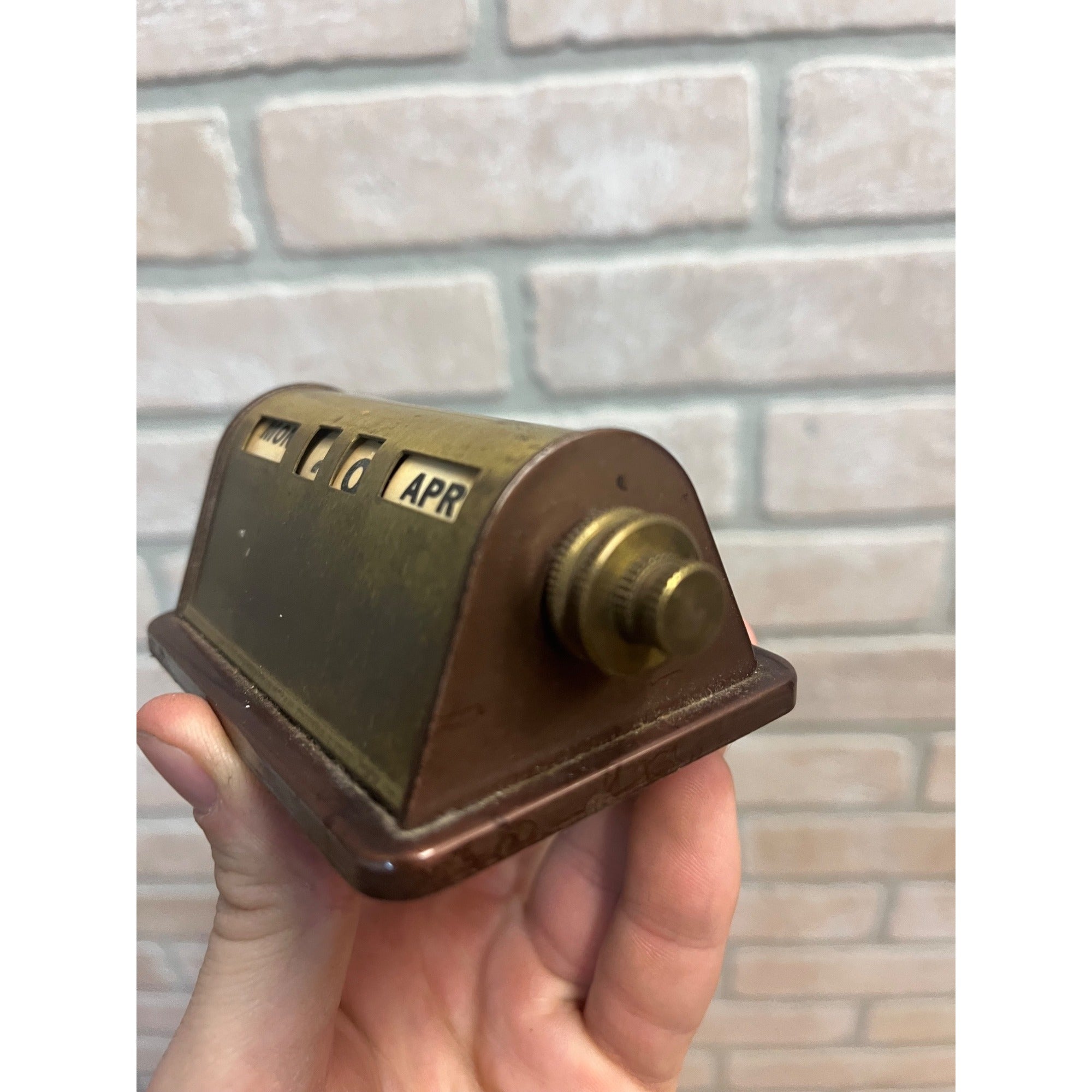 Vintage Perpetual Flip Mechanical Desktop Calendar Brass  Park Sherman Co.