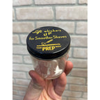 Vintage 1930's "Lift Whiskers Up for Smoother Shaves The Prep Way" Glass Jar