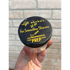 Vintage 1930's "Lift Whiskers Up for Smoother Shaves The Prep Way" Glass Jar