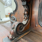 Antique French Burl Walnut Grouse Buffet Sideboard Hunter Grouse / Bird Motif