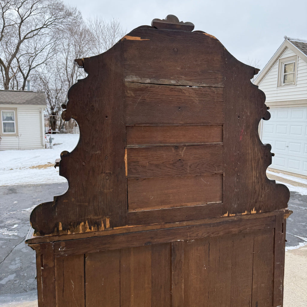Antique French Burl Walnut Grouse Buffet Sideboard Hunter Grouse / Bird Motif